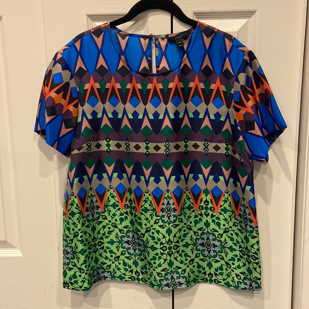 JCREW Multi-tonal 100% Silk Tee